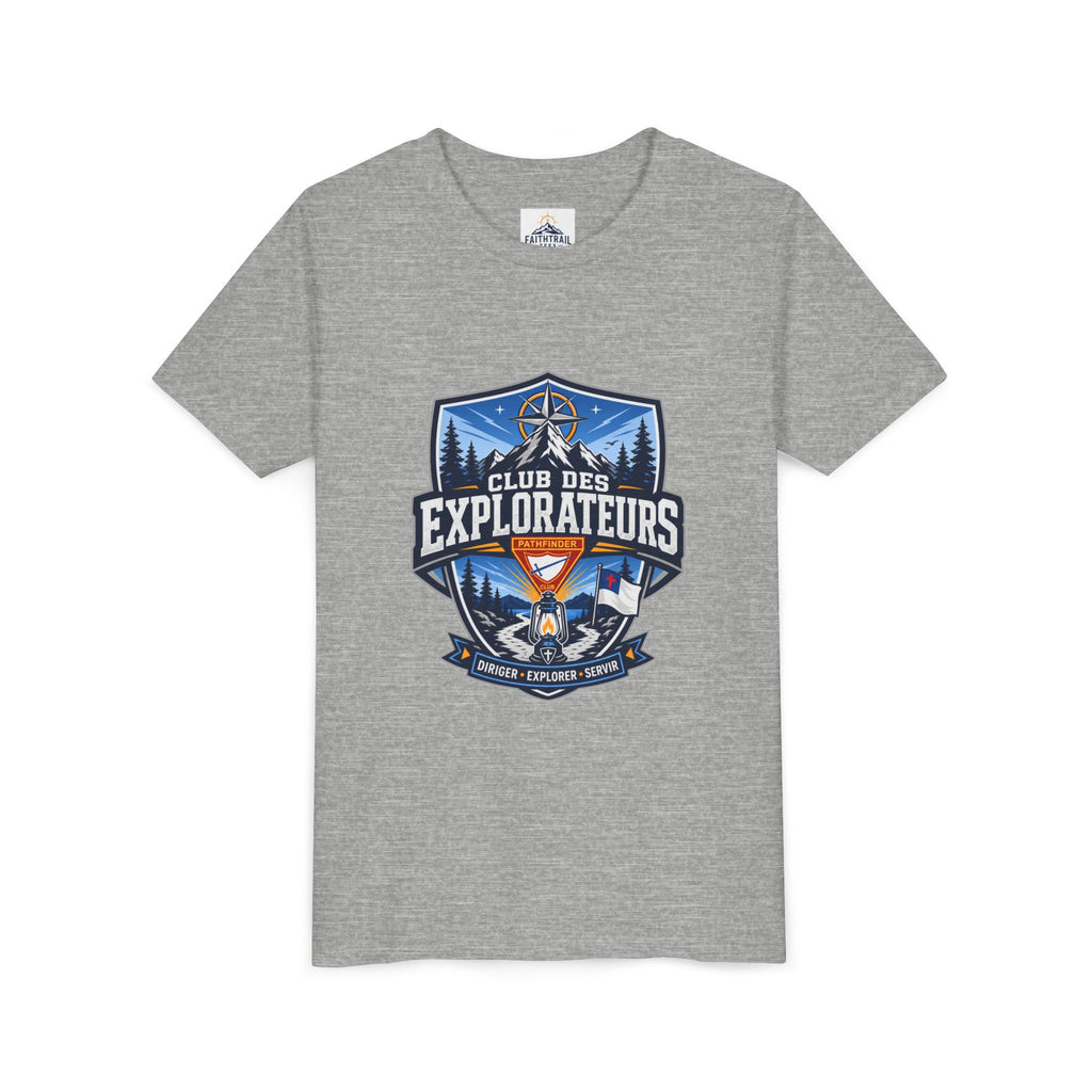 Explorateurs T-shirt pour les jeunes | Compas de camping, feu de camp, pins
