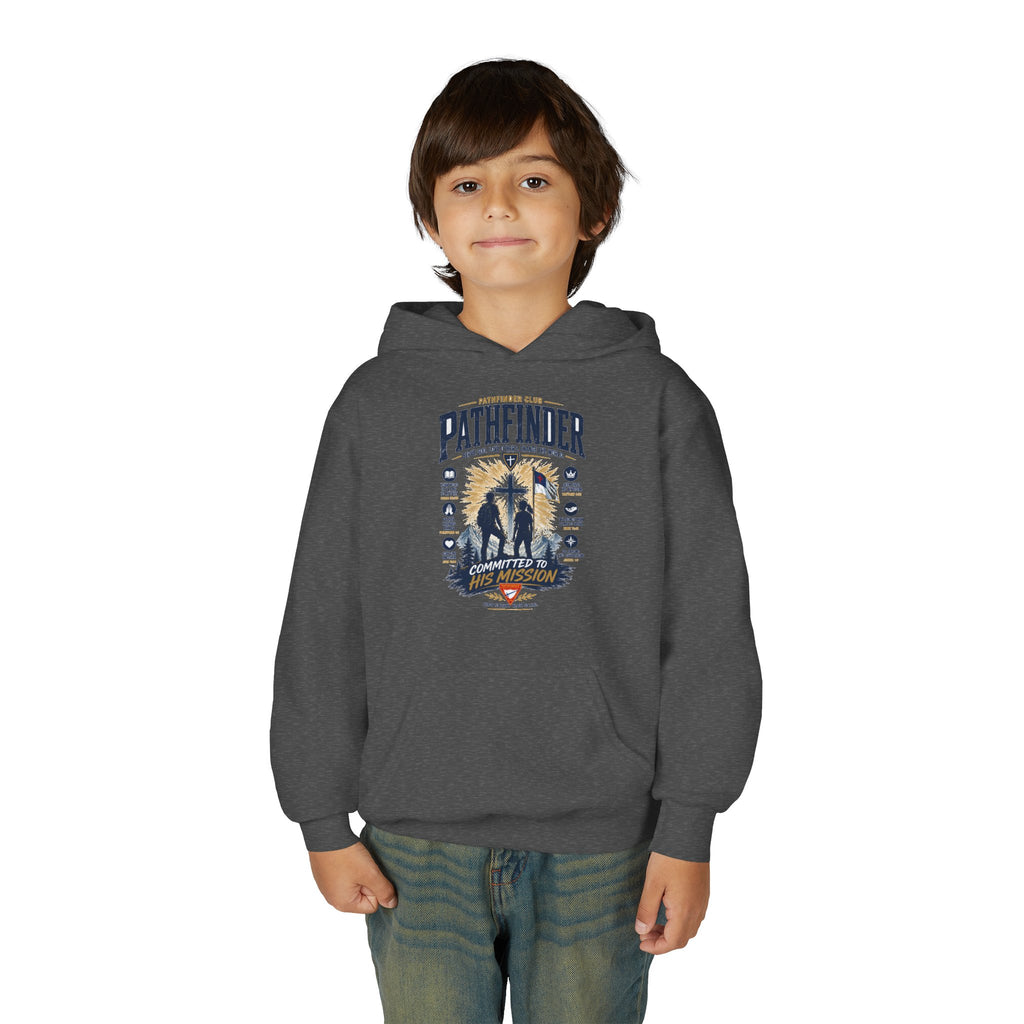 Pathfinder Cross Silhouette youth hoodie | Christian scout adventure design