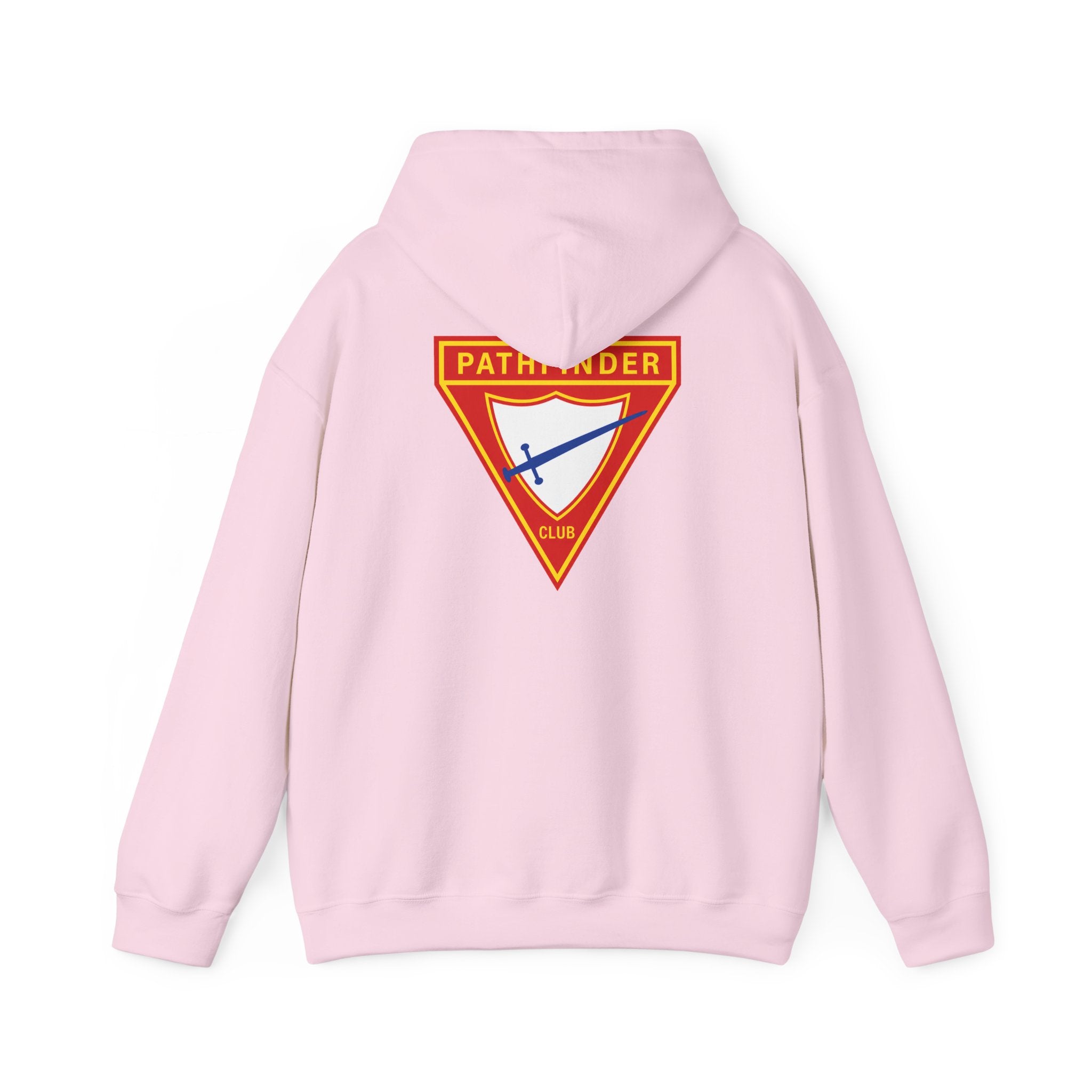 Pathfinder Club Hoodie — Vintage Triangle Patch Logo Hooded Sweatshirt