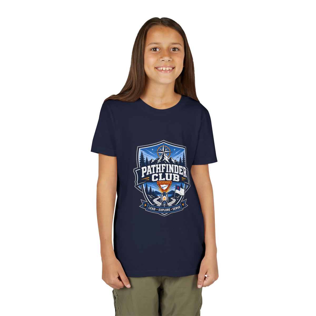 Conquistadores Camiseta para jóvenes | Camping Compass, Fogata, Pinos