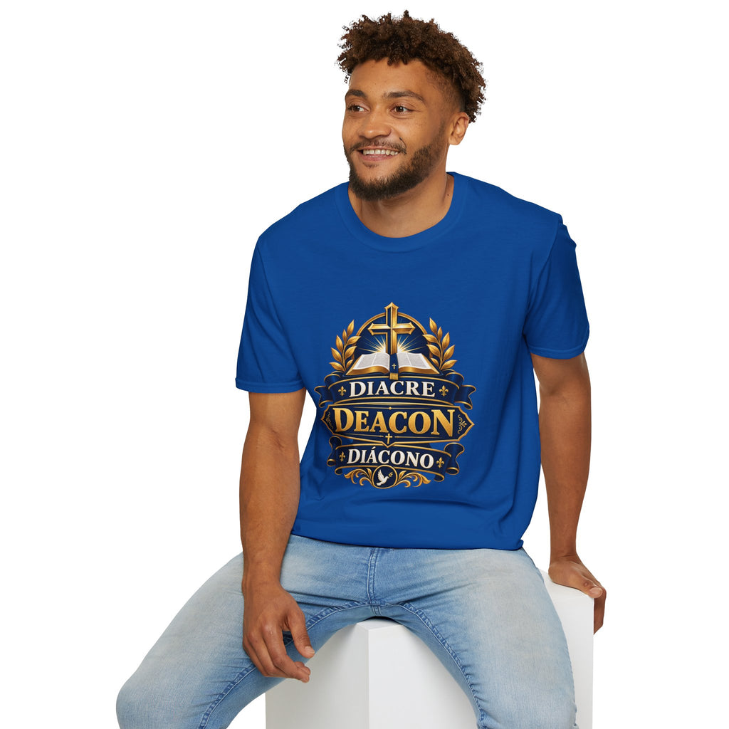 Deacon Faith T-Shirt — 'Diacre' Church Cross & Bible Emblem