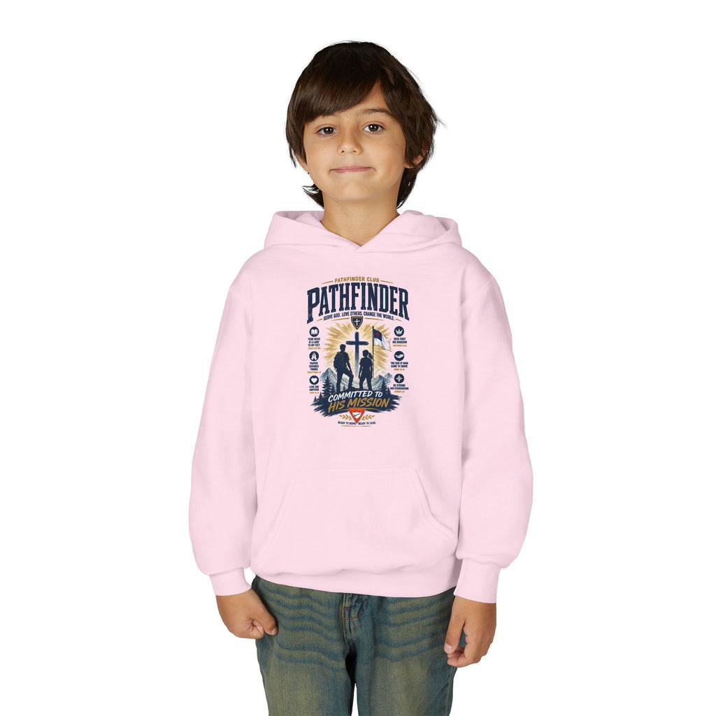 Pathfinder Cross Silhouette youth hoodie | Christian scout adventure design