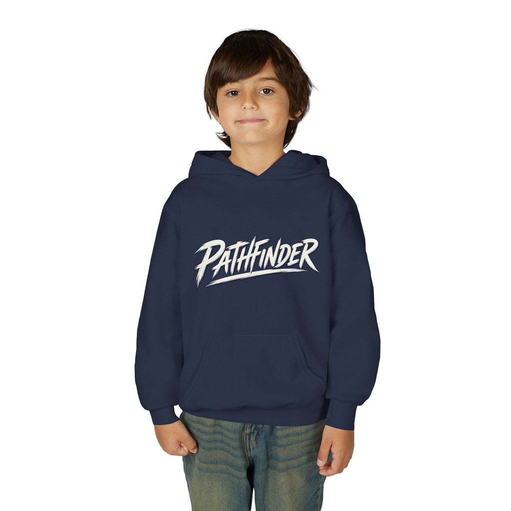 Pathfinder Youth Hoodie — Graphic Youth Pullover with Bold Script Logo