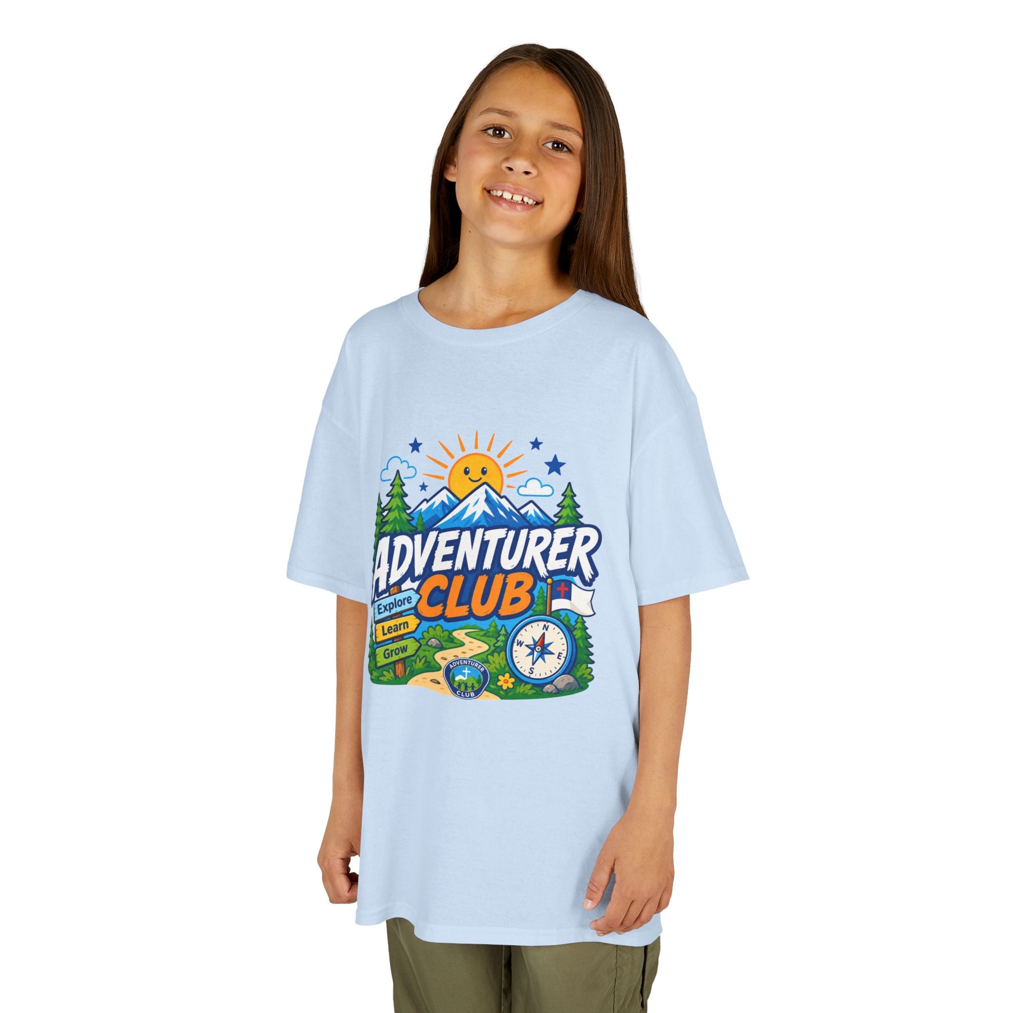 Adventurer Club Kids Tee | Camping Compass Sunrise Outdoors