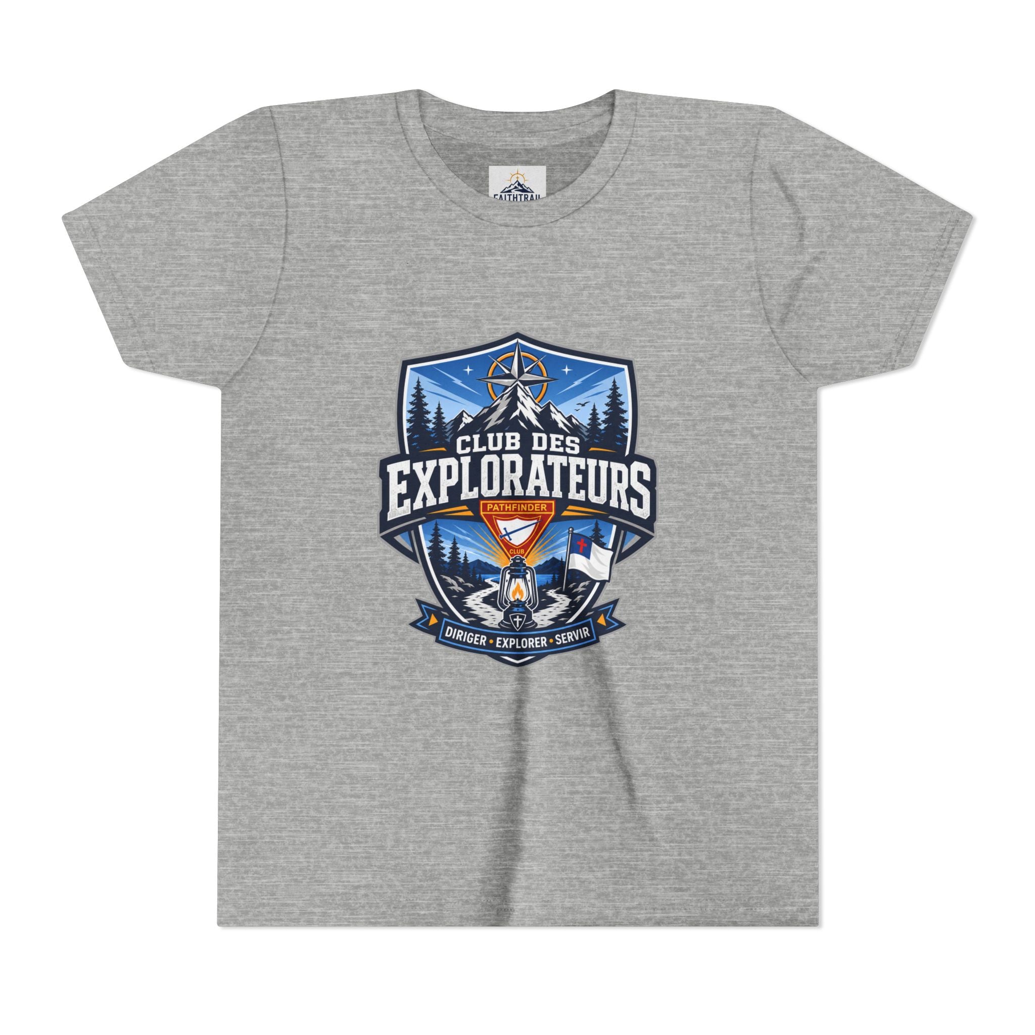 Explorateurs T-shirt pour les jeunes | Compas de camping, feu de camp, pins
