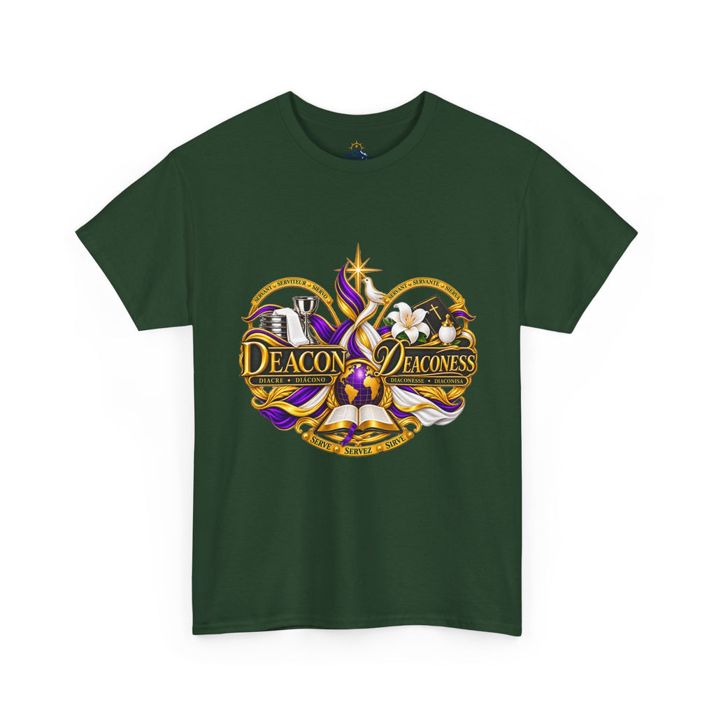 Deacon & Deaconess Heart Logo T-Shirt — Church Ministry Tee (Purple & Gold)