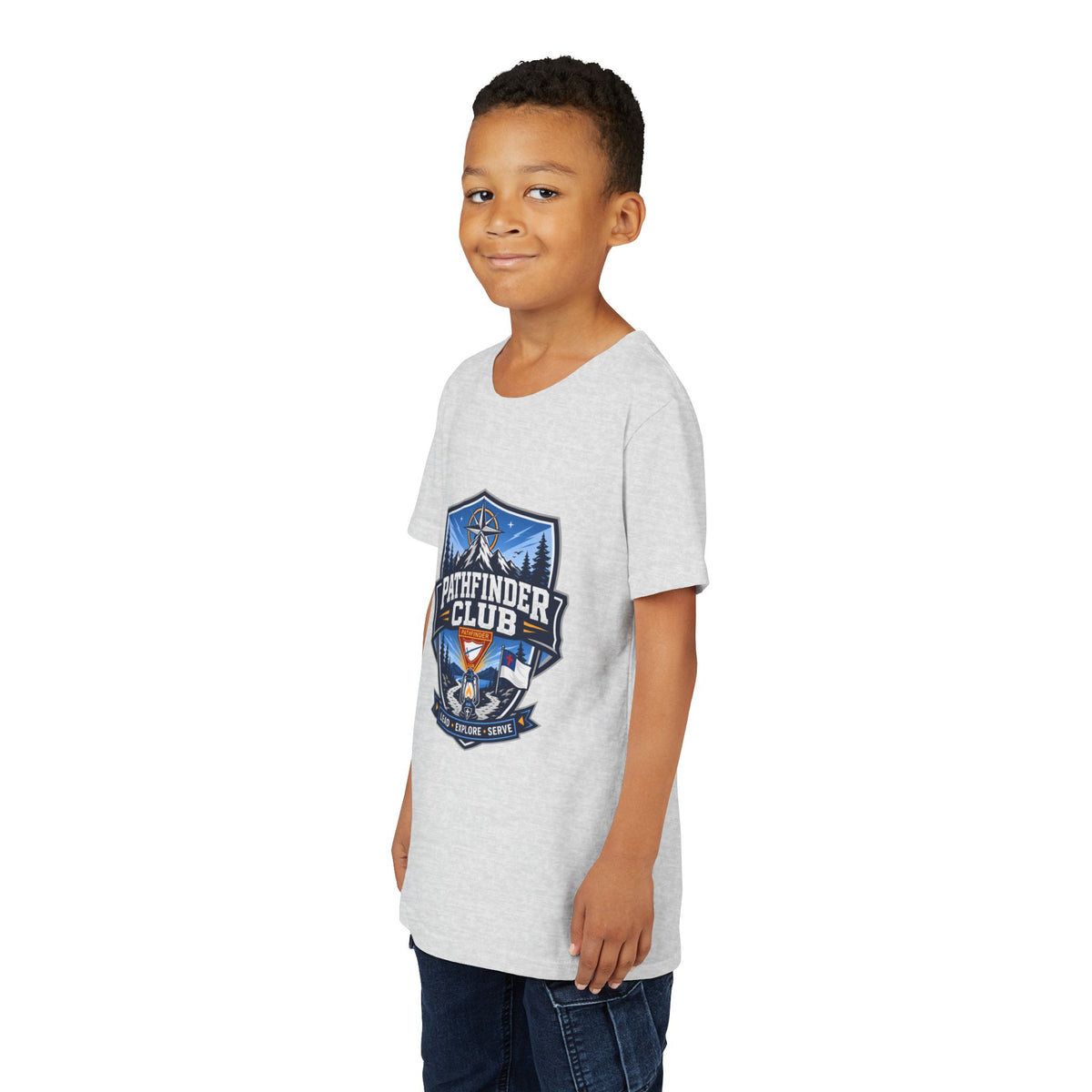 Conquistadores Camiseta para jóvenes | Camping Compass, Fogata, Pinos
