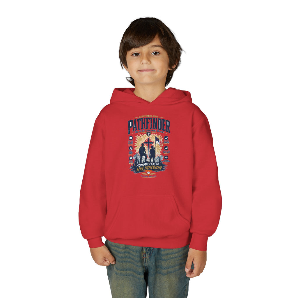 Pathfinder Cross Silhouette youth hoodie | Christian scout adventure design