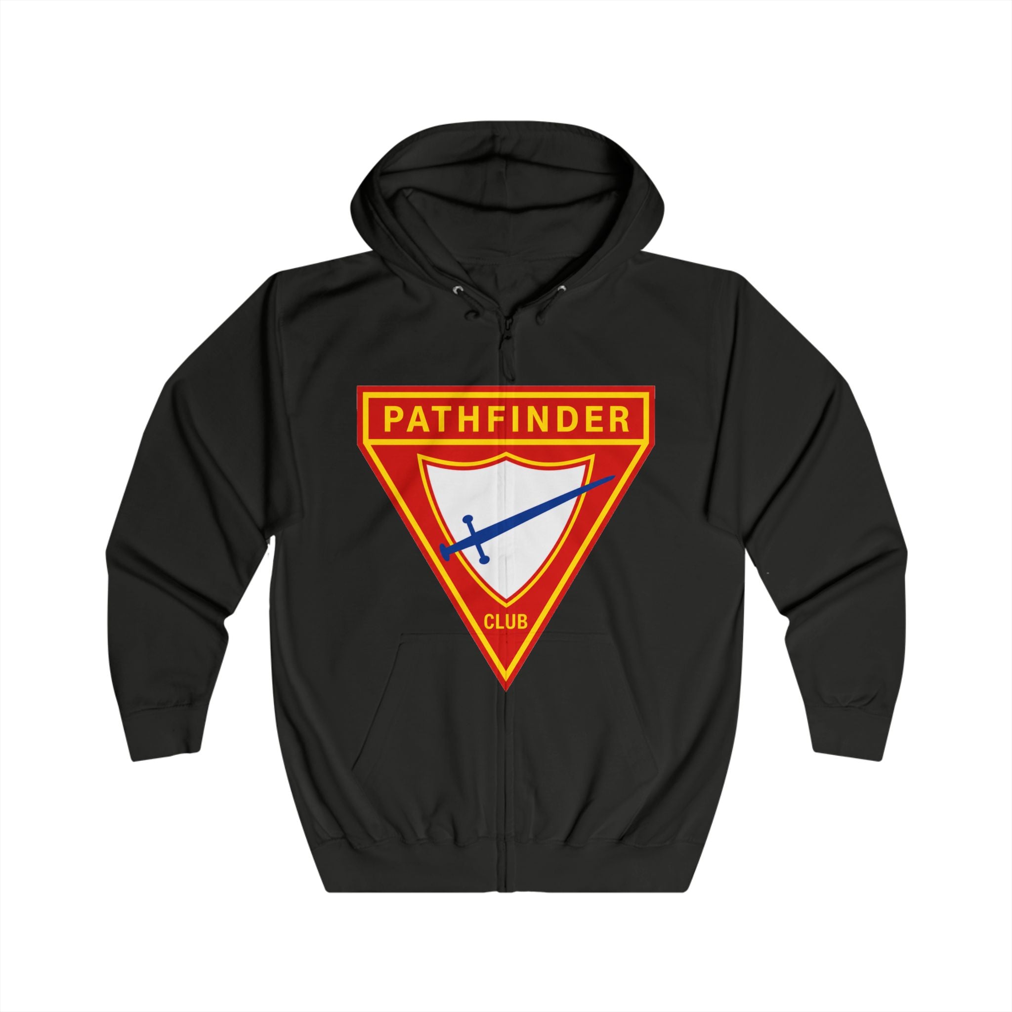 Pathfinder Club Zip Hoodie – Retro Shield Logo Hoodie