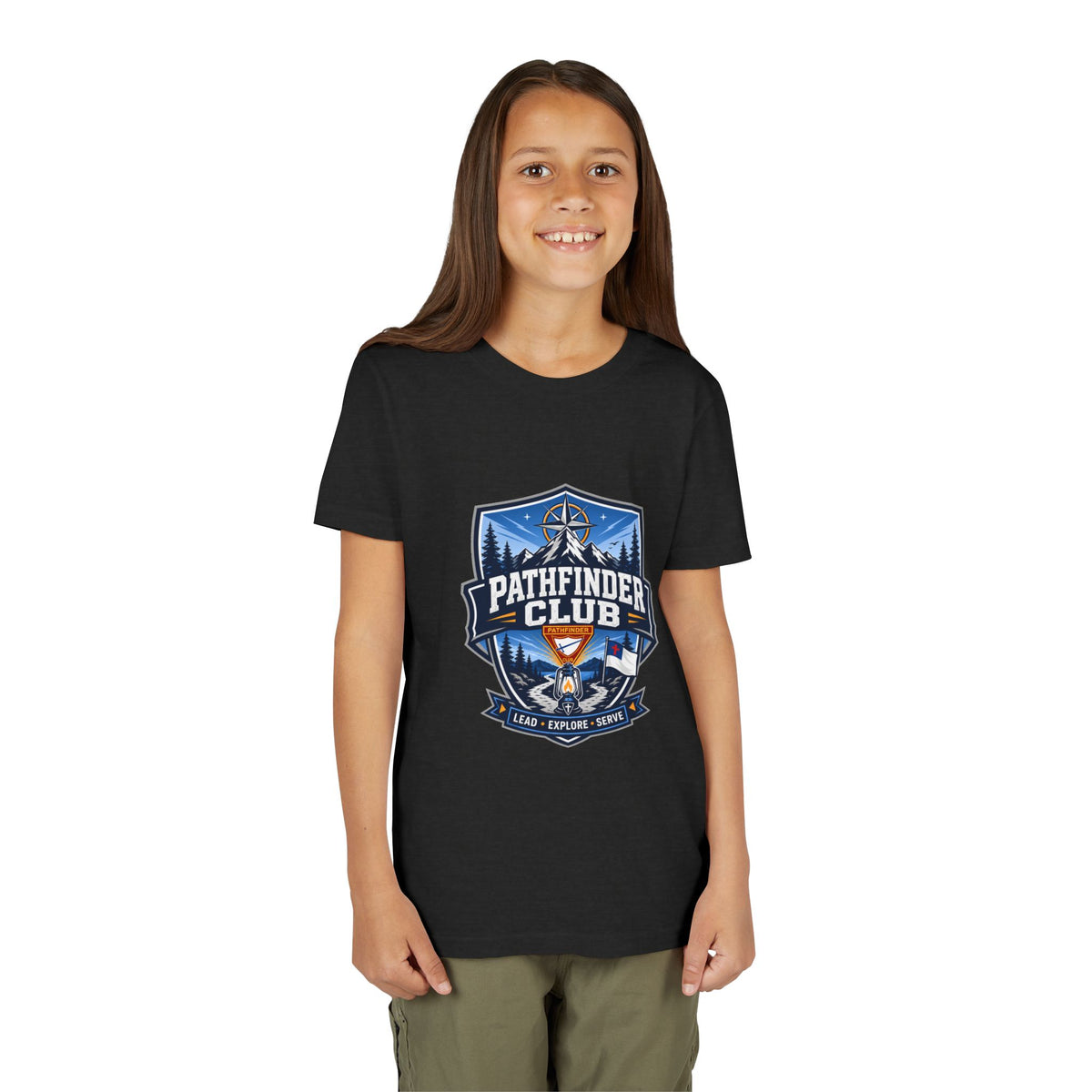 Conquistadores Camiseta para jóvenes | Camping Compass, Fogata, Pinos
