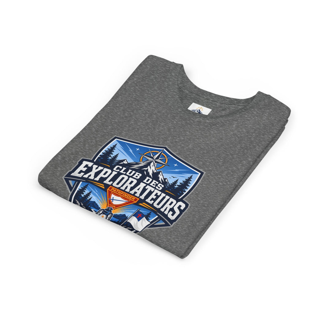 Explorateurs T-shirt pour les jeunes | Compas de camping, feu de camp, pins