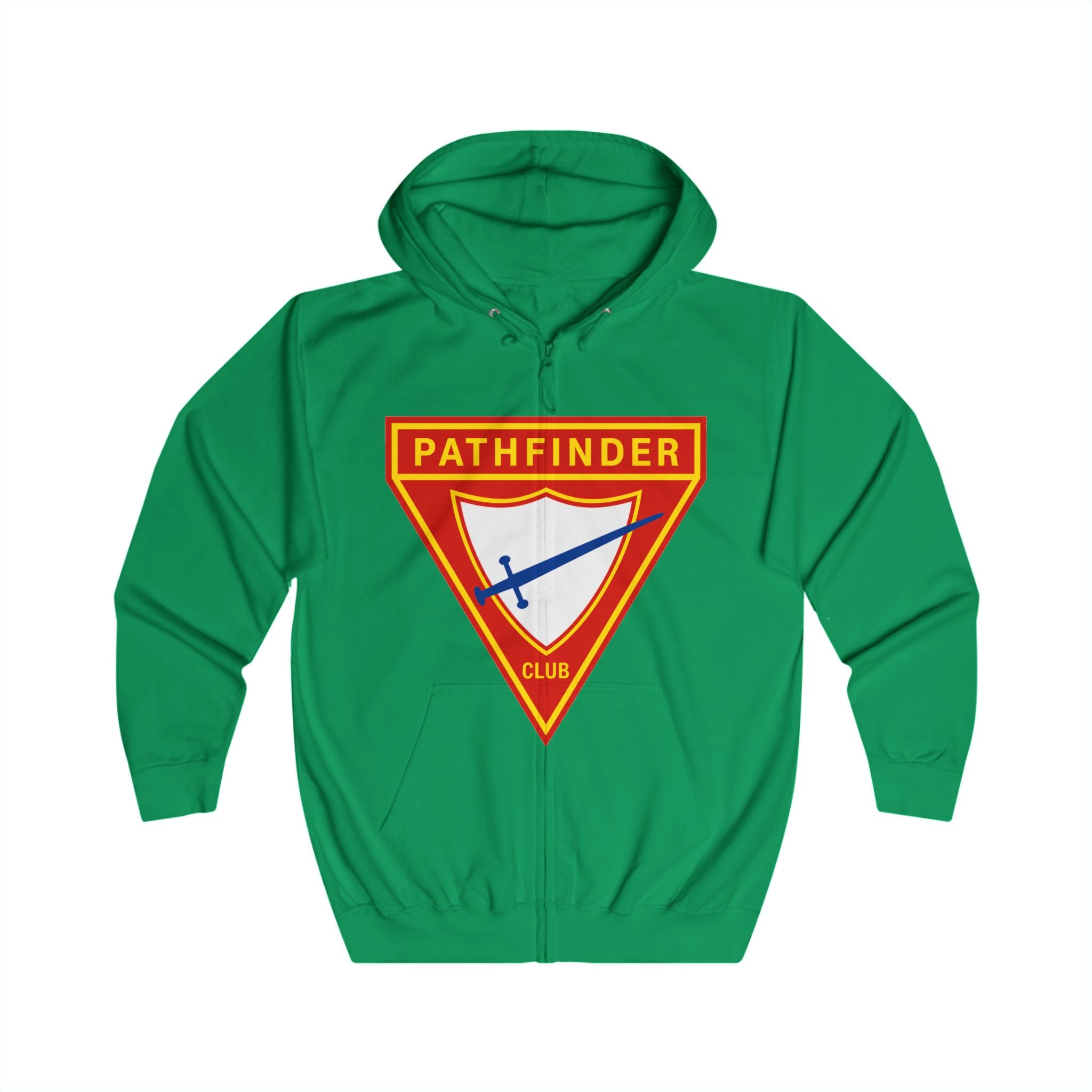 Pathfinder Club Zip Hoodie – Retro Shield Logo Hoodie