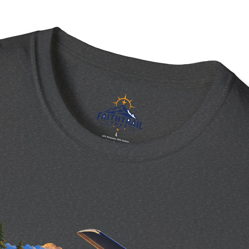 International Pathfinder Camporee 2029 (Stand Strong)- Coming Home T-Shirt — Vintage Airplane Sunset Travel Tee