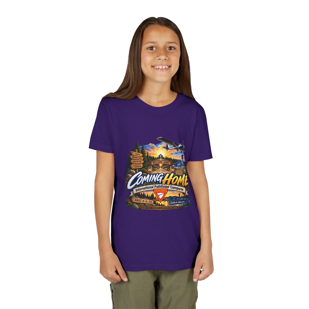International Pathfinder Camporee - Stand Strong - Osh Kosh T-Shirt/Youth Tee — "Coming Home"