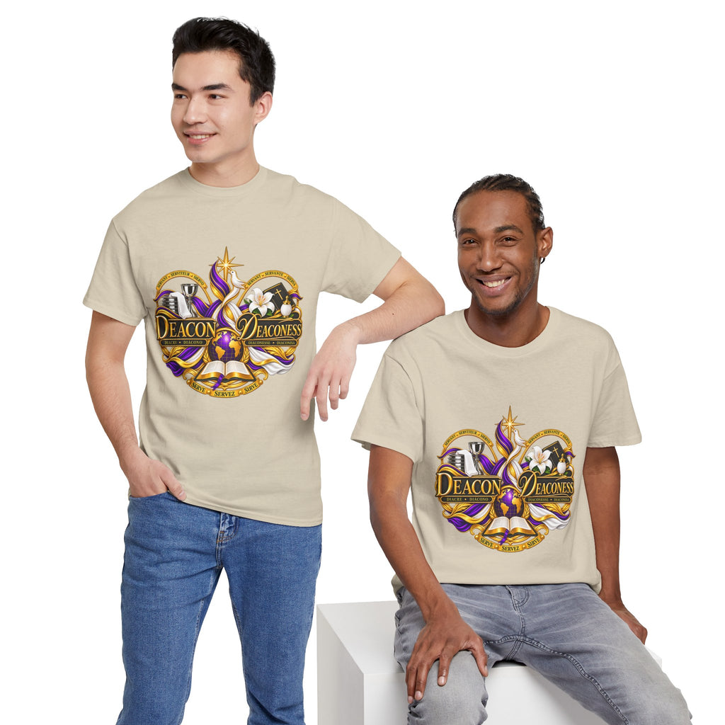 Deacon & Deaconess Heart Logo T-Shirt — Church Ministry Tee (Purple & Gold)