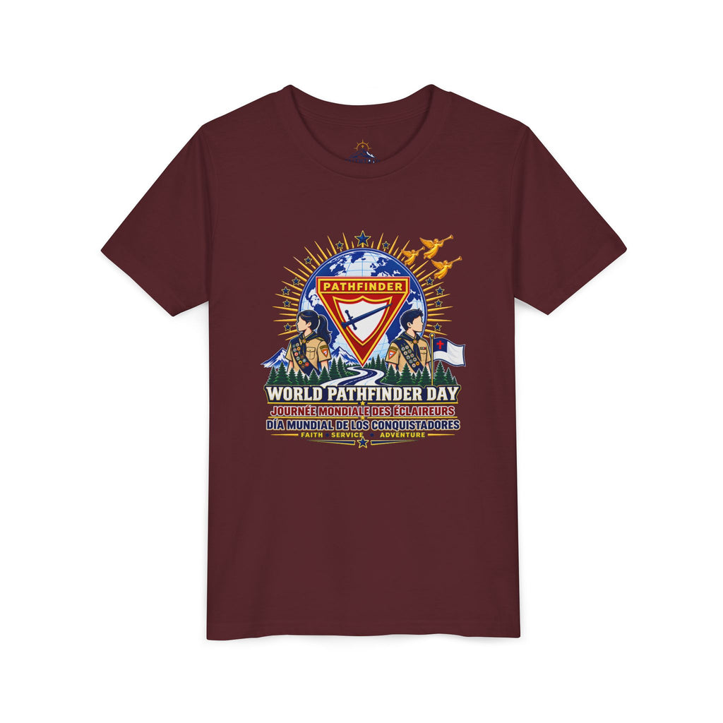 Youth Tee — World Pathfinder Day Badge Graphic (Trilingual)