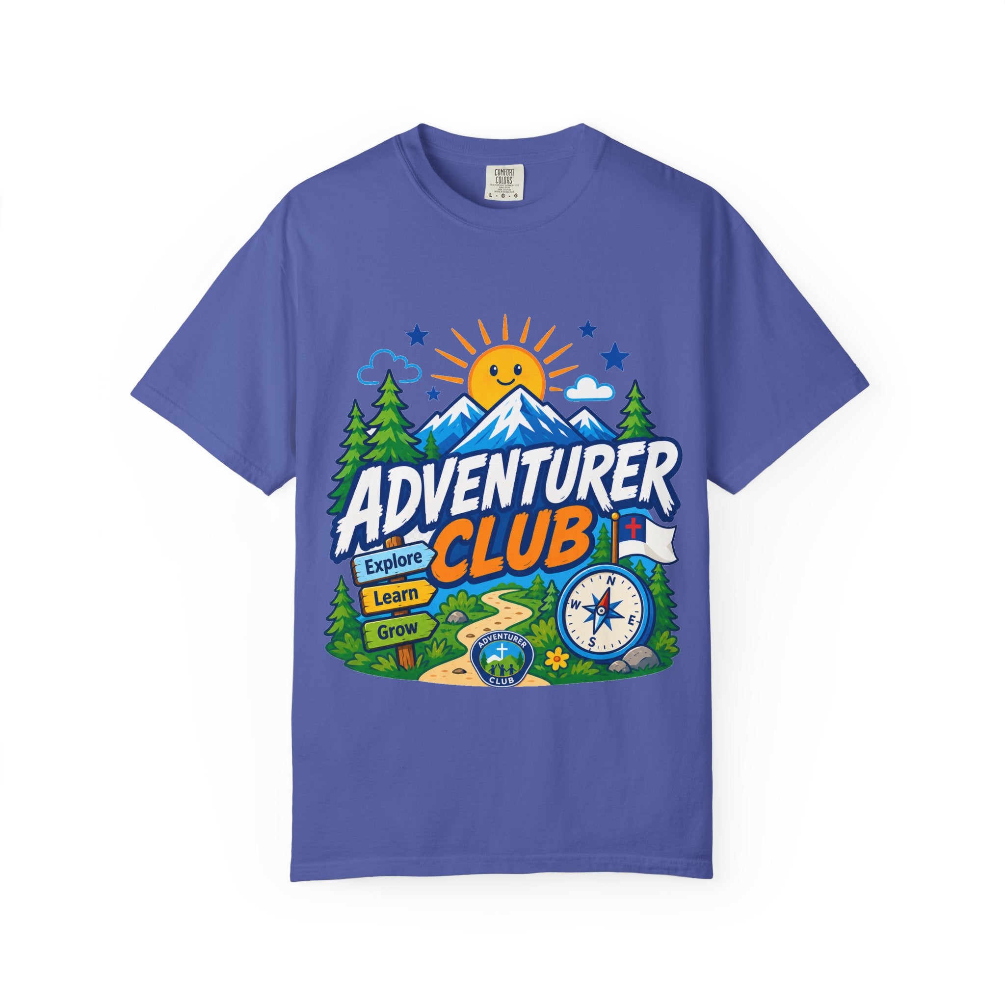 Adventurer Club Adult Unisex T-shirt | Camping Adventure Badge Graphic