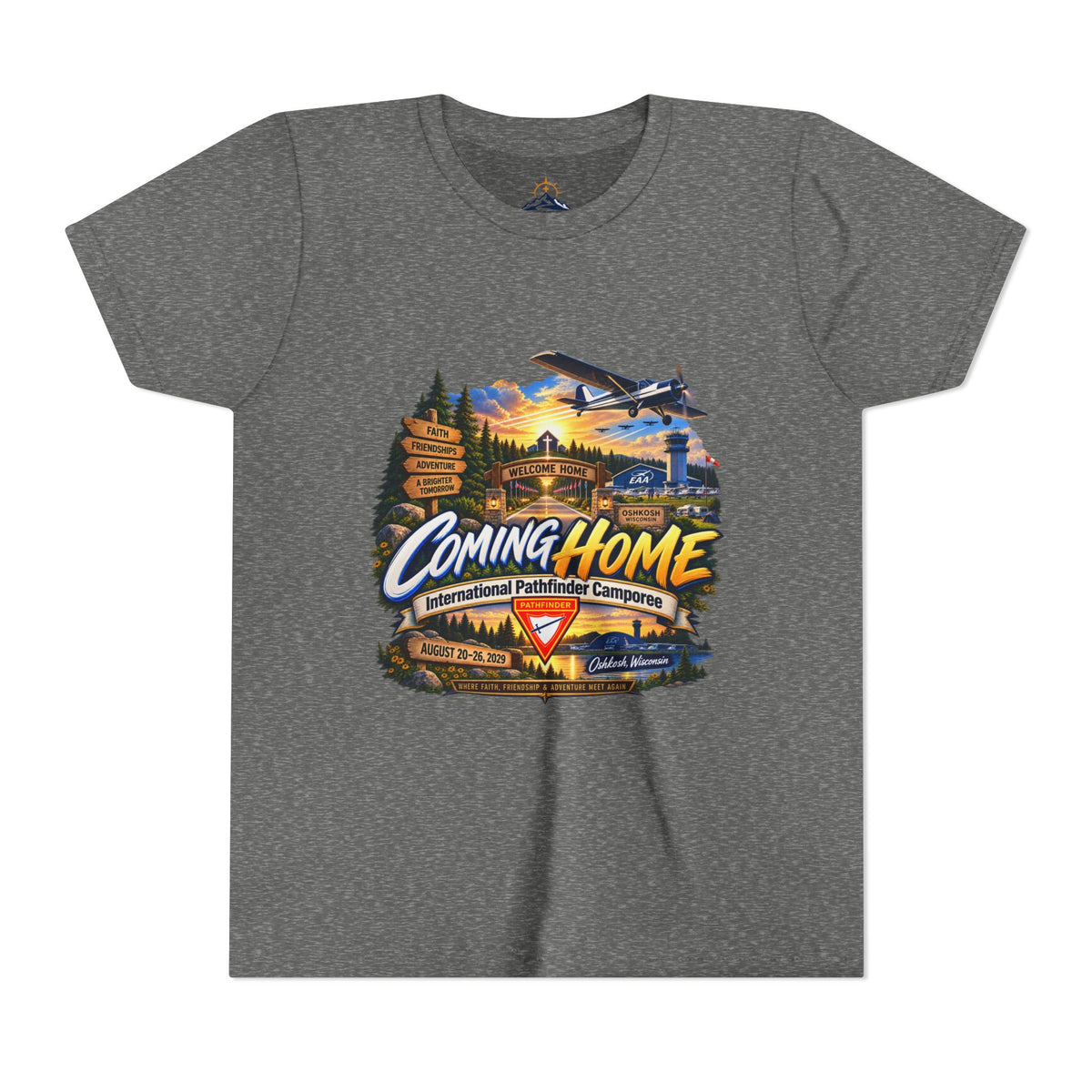 International Pathfinder Camporee - Stand Strong - Osh Kosh T-Shirt/Youth Tee — "Coming Home"