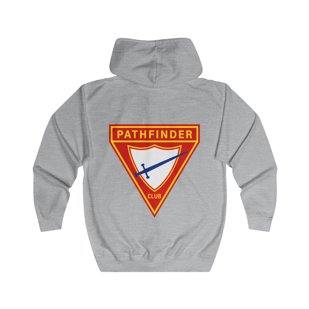 Pathfinder Club Zip Hoodie – Retro Shield Logo Hoodie