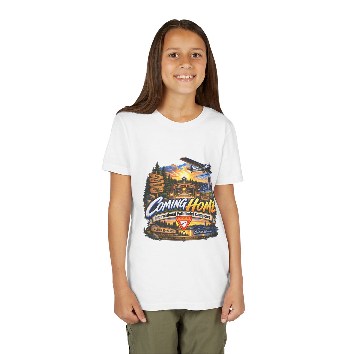 International Pathfinder Camporee - Stand Strong - Osh Kosh T-Shirt/Youth Tee — "Coming Home"