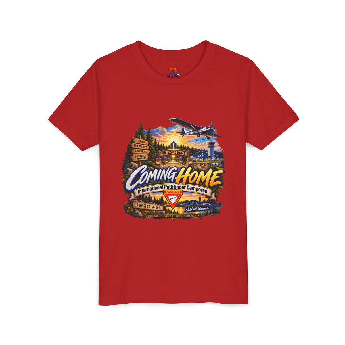 International Pathfinder Camporee - Stand Strong - Osh Kosh T-Shirt/Youth Tee — "Coming Home"