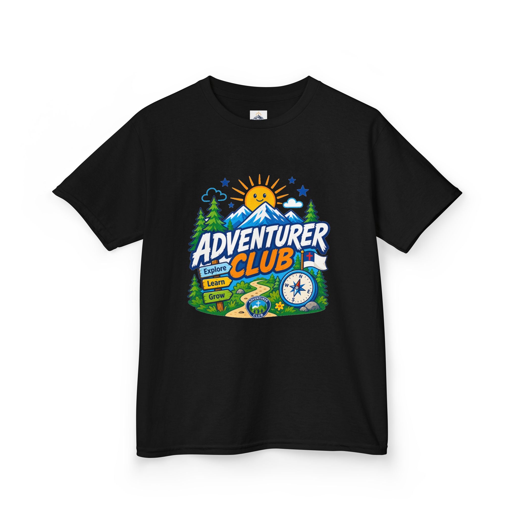 Adventurer Club Kids Tee | Camping Compass Sunrise Outdoors