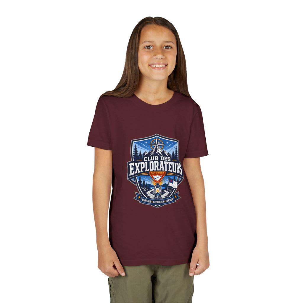 Explorateurs T-shirt pour les jeunes | Compas de camping, feu de camp, pins