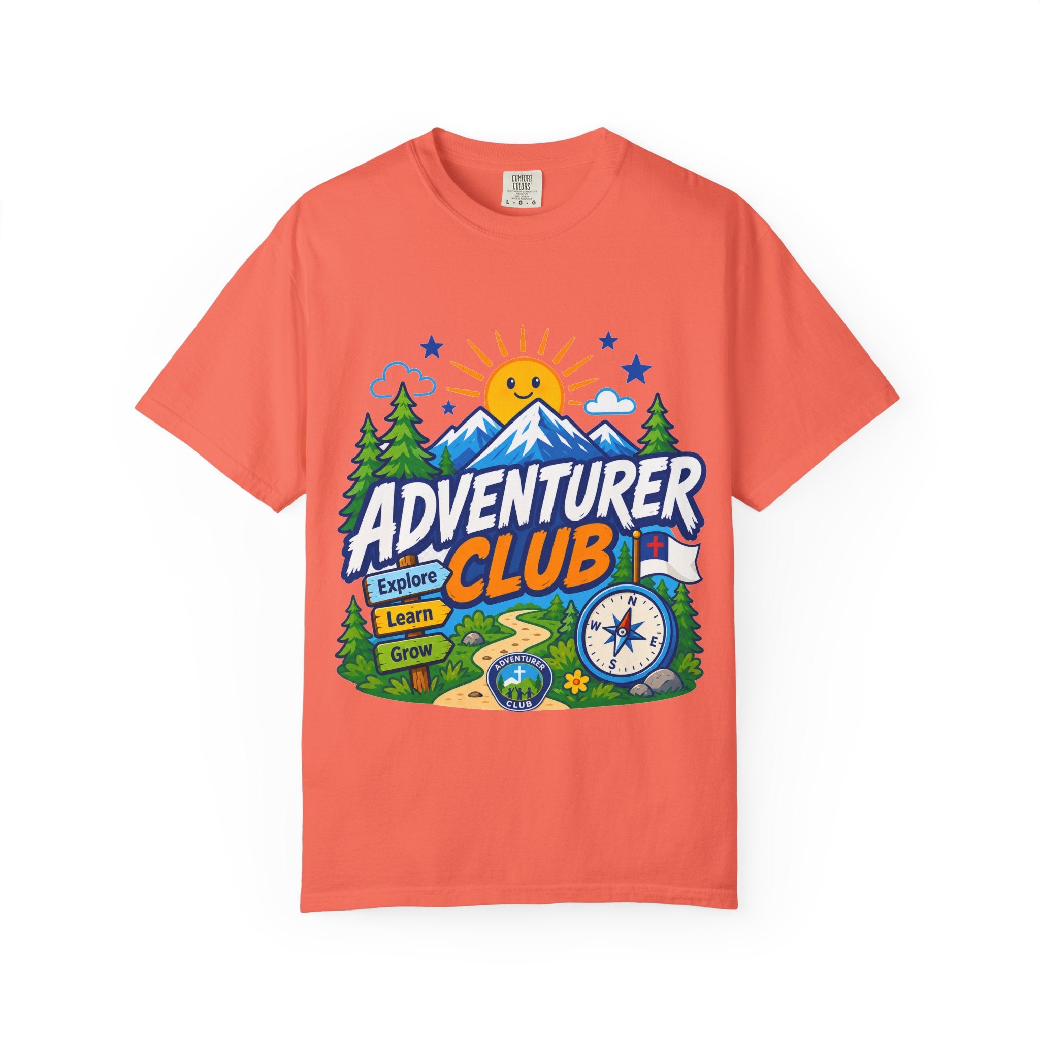 Adventurer Club Adult Unisex T-shirt | Camping Adventure Badge Graphic
