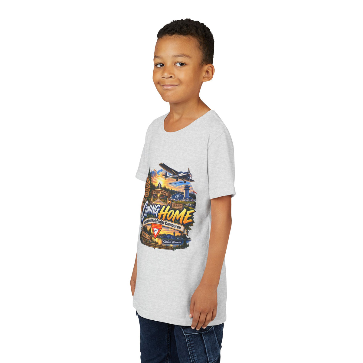 International Pathfinder Camporee - Stand Strong - Osh Kosh T-Shirt/Youth Tee — "Coming Home"