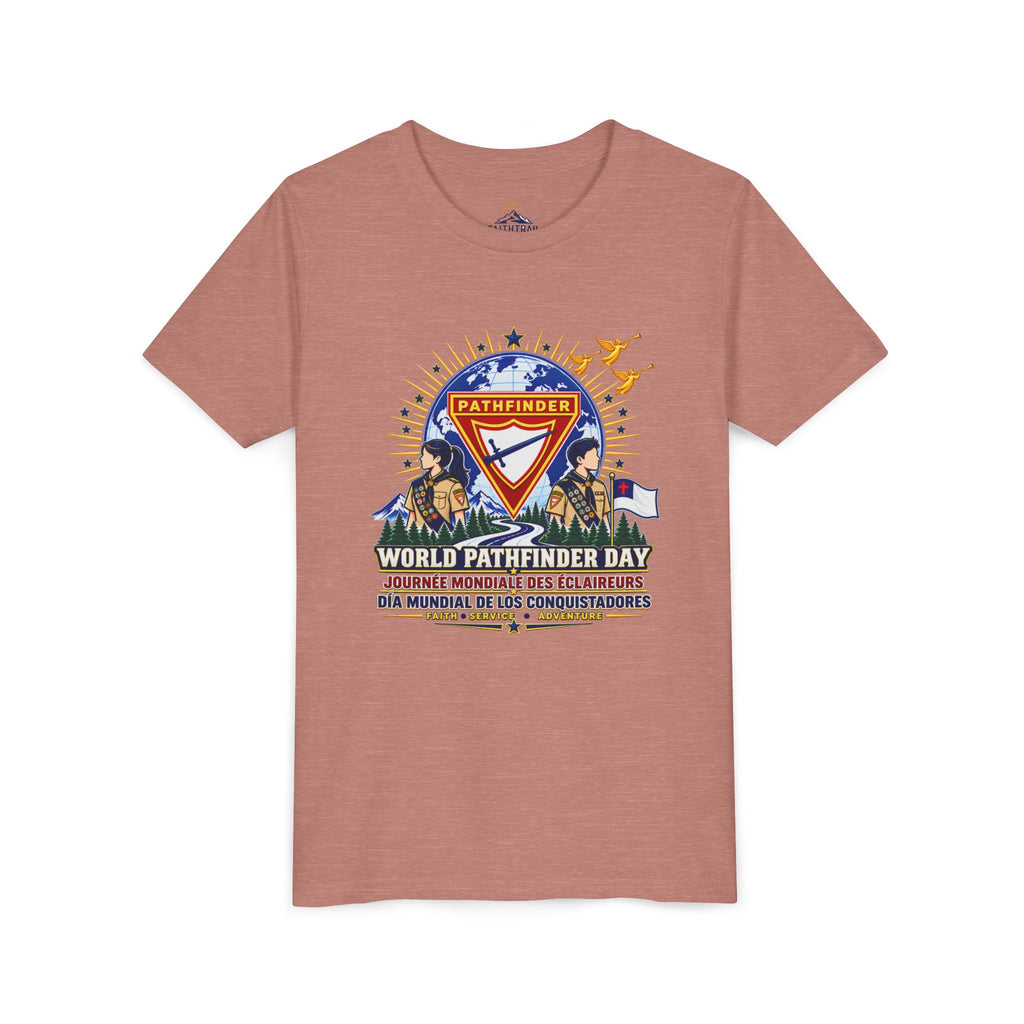 Youth Tee — World Pathfinder Day Badge Graphic (Trilingual)