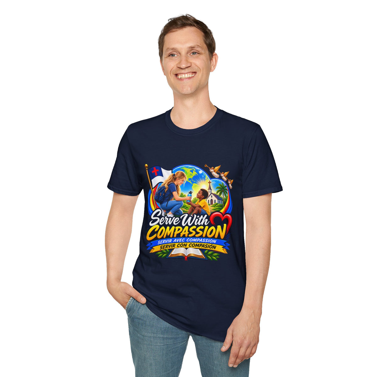 Serve With Compassion T-Shirt — Christian Volunteer Faith Tee