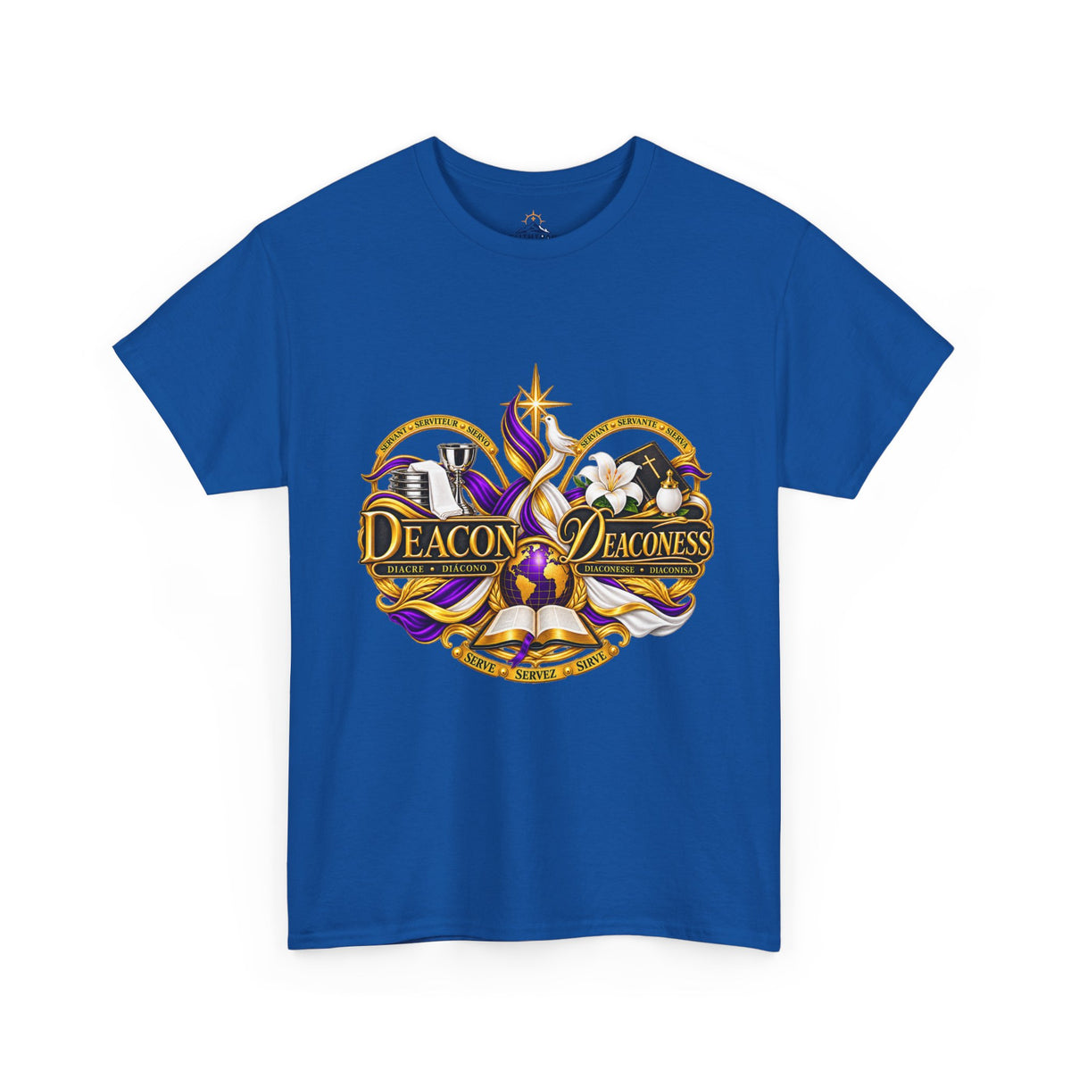 Deacon & Deaconess Heart Logo T-Shirt — Church Ministry Tee (Purple & Gold)