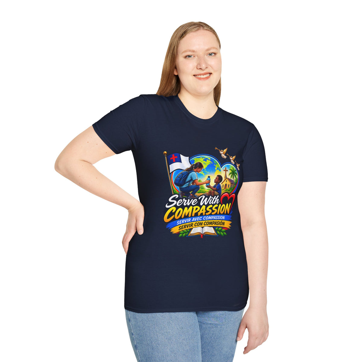 Serve With Compassion T-Shirt — Christian Faith-Based Volunteer Tee