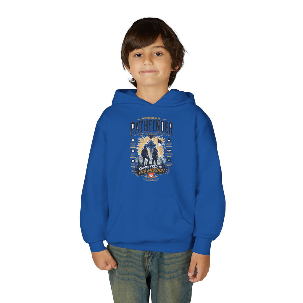 Pathfinder Cross Silhouette youth hoodie | Christian scout adventure design