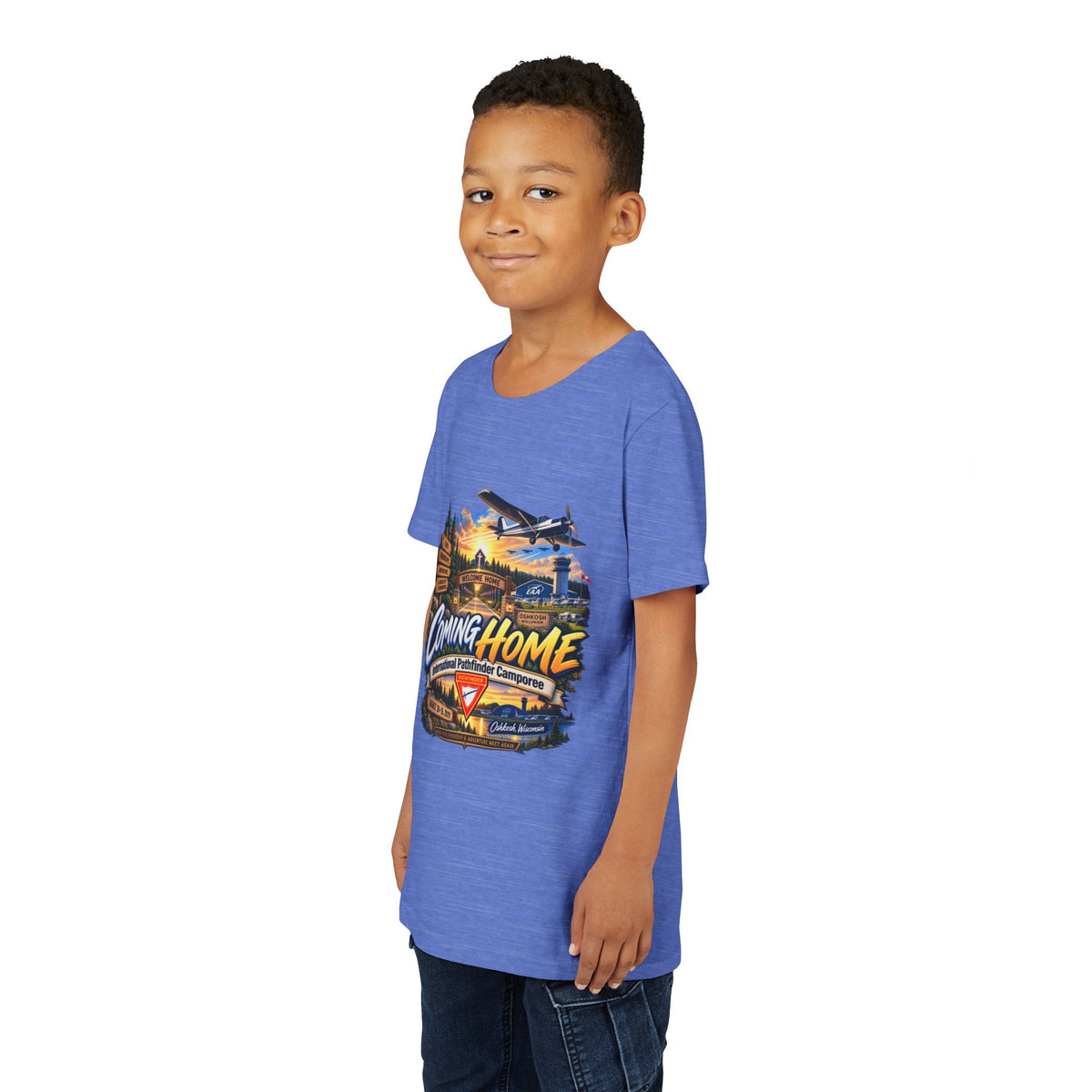 International Pathfinder Camporee - Stand Strong - Osh Kosh T-Shirt/Youth Tee — "Coming Home"