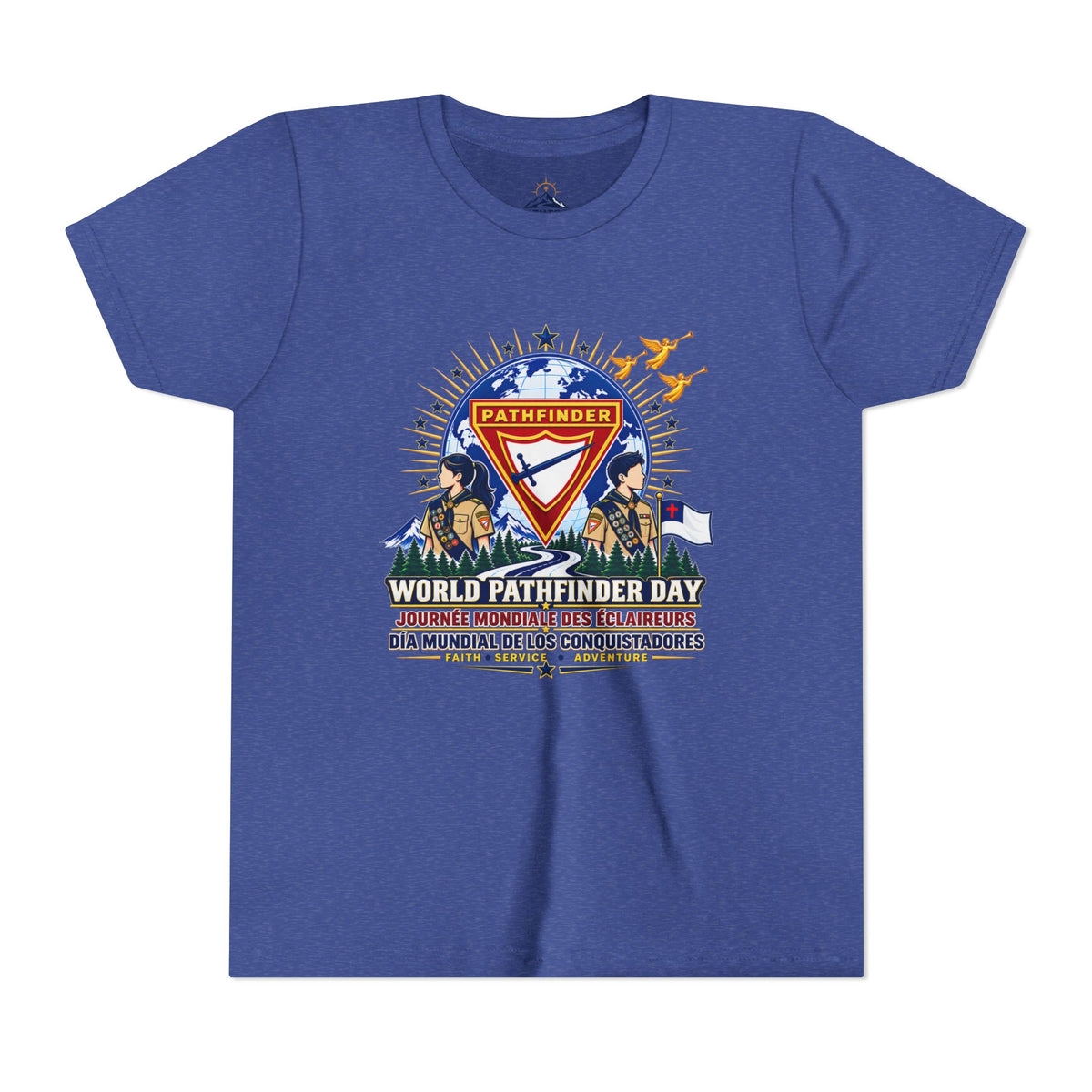 Youth Tee — World Pathfinder Day Badge Graphic (Trilingual)