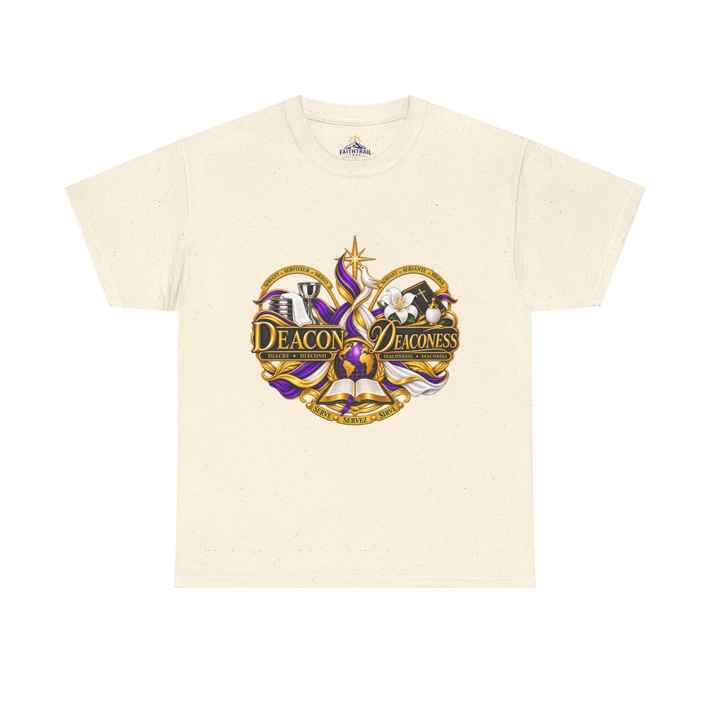 Deacon & Deaconess Heart Logo T-Shirt — Church Ministry Tee (Purple & Gold)
