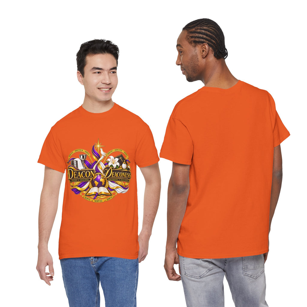 Deacon & Deaconess Heart Logo T-Shirt — Church Ministry Tee (Purple & Gold)