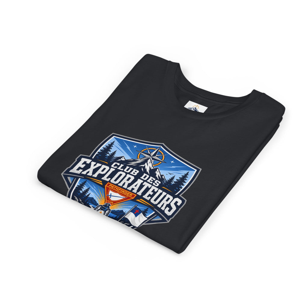 Explorateurs T-shirt pour les jeunes | Compas de camping, feu de camp, pins