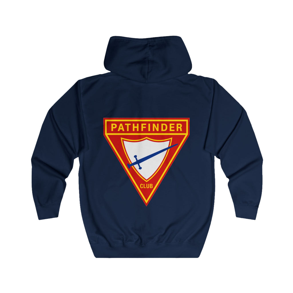 Pathfinder Club Zip Hoodie – Retro Shield Logo Hoodie