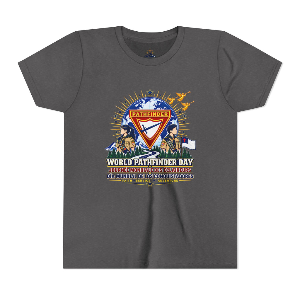 Youth Tee — World Pathfinder Day Badge Graphic (Trilingual)