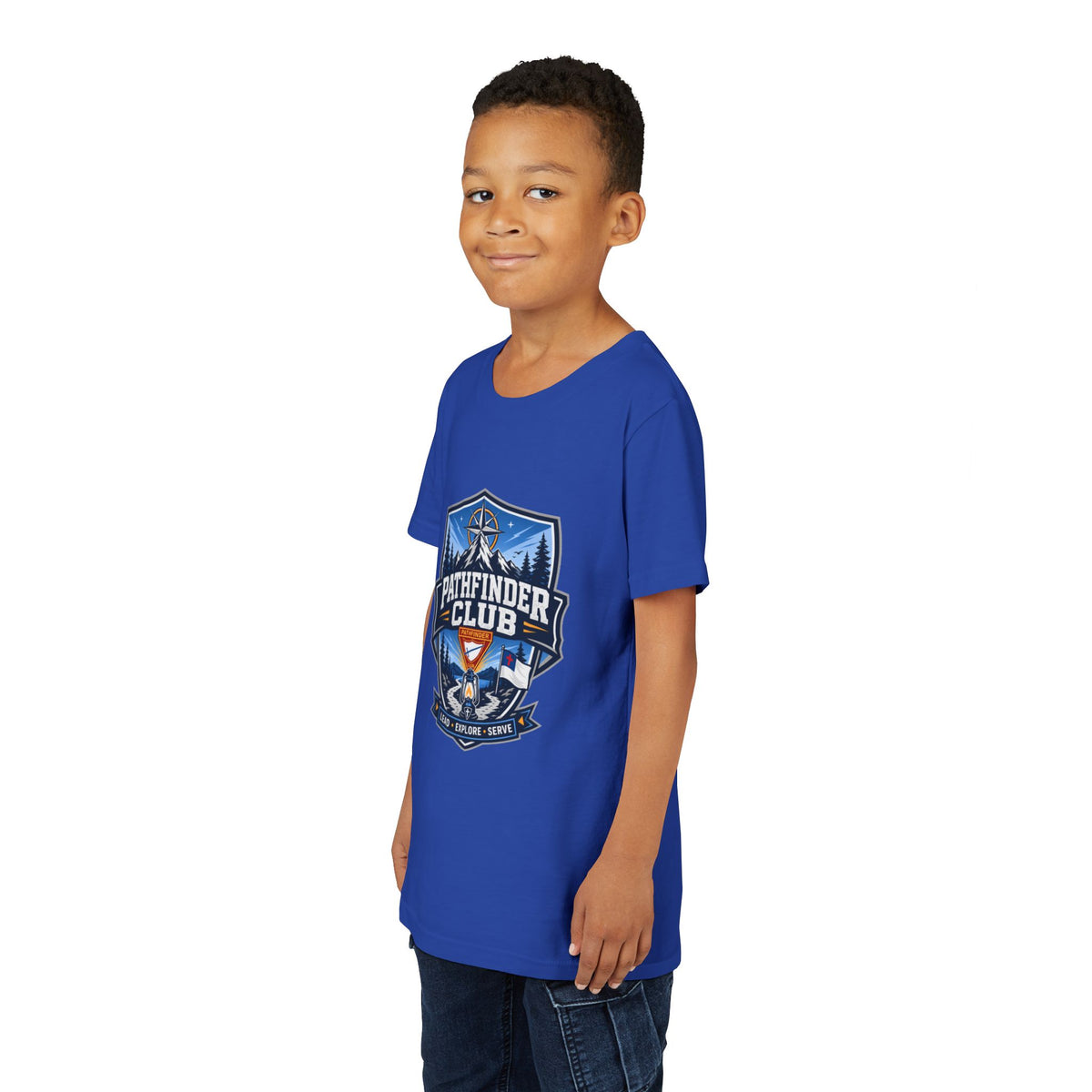 Conquistadores Camiseta para jóvenes | Camping Compass, Fogata, Pinos