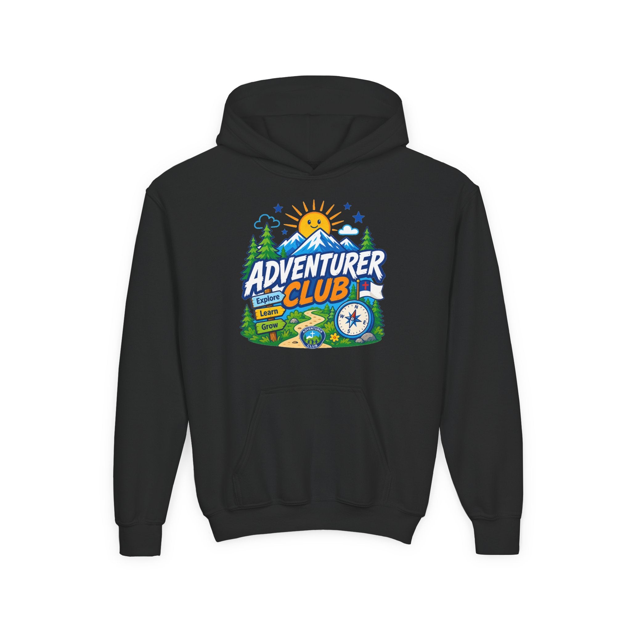 Adventurer Club Graphic Hoodie for Kids | Youth Sweatshirt, Outdoor Camping Design