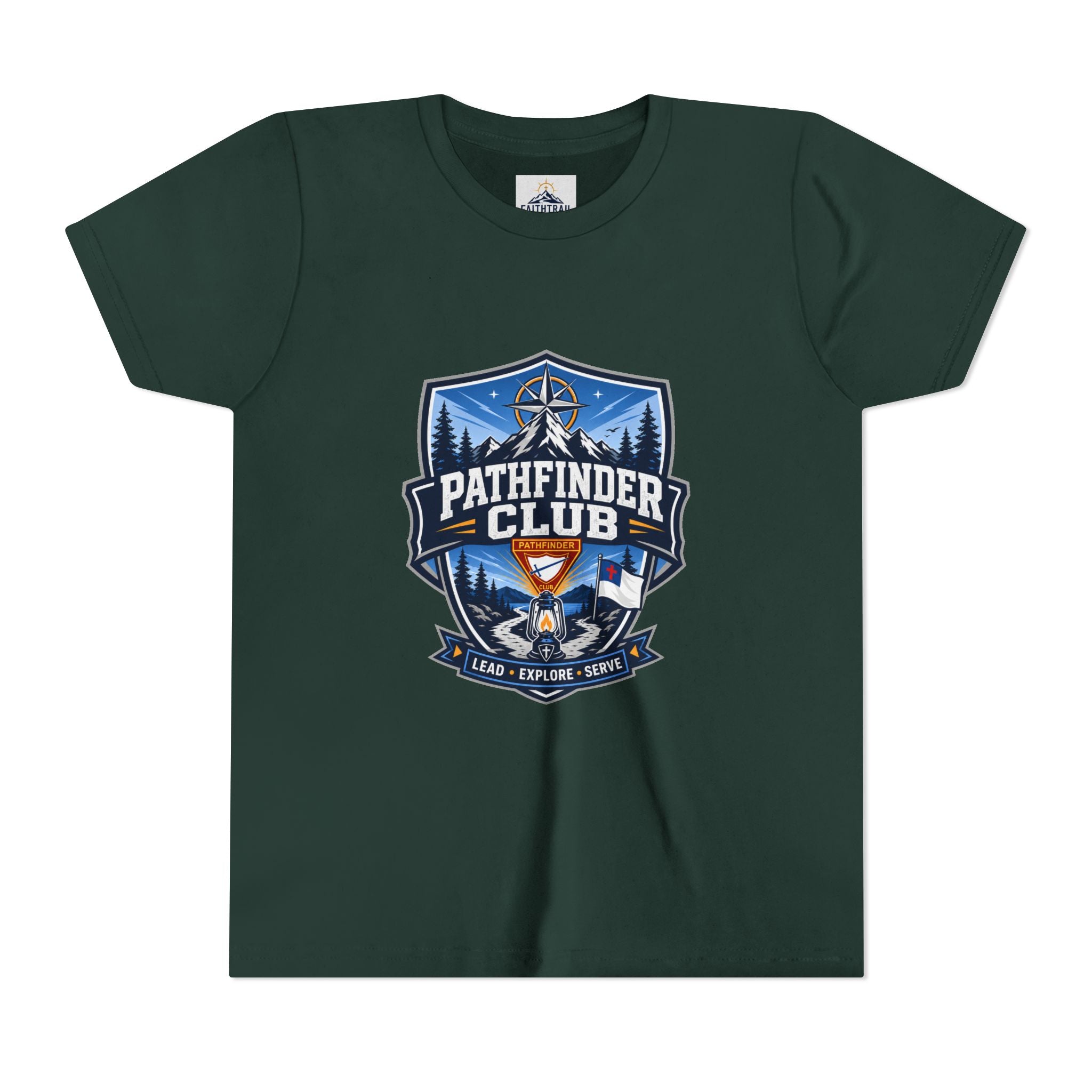 Conquistadores Camiseta para jóvenes | Camping Compass, Fogata, Pinos