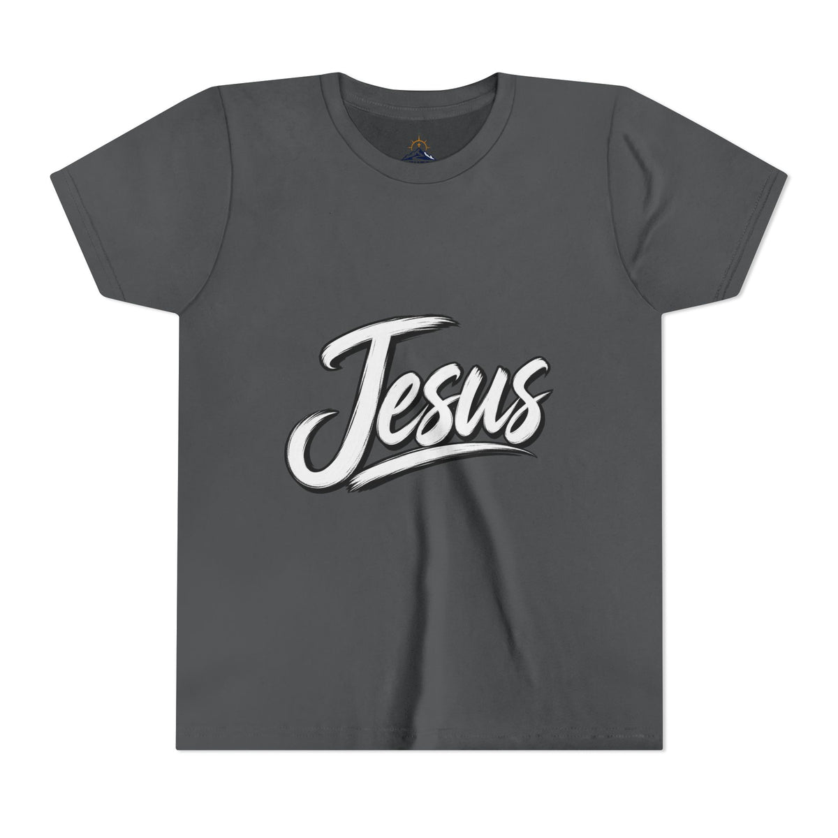 Youth Tee — 'Jesus' Script Graphic Christian Kids Shirt