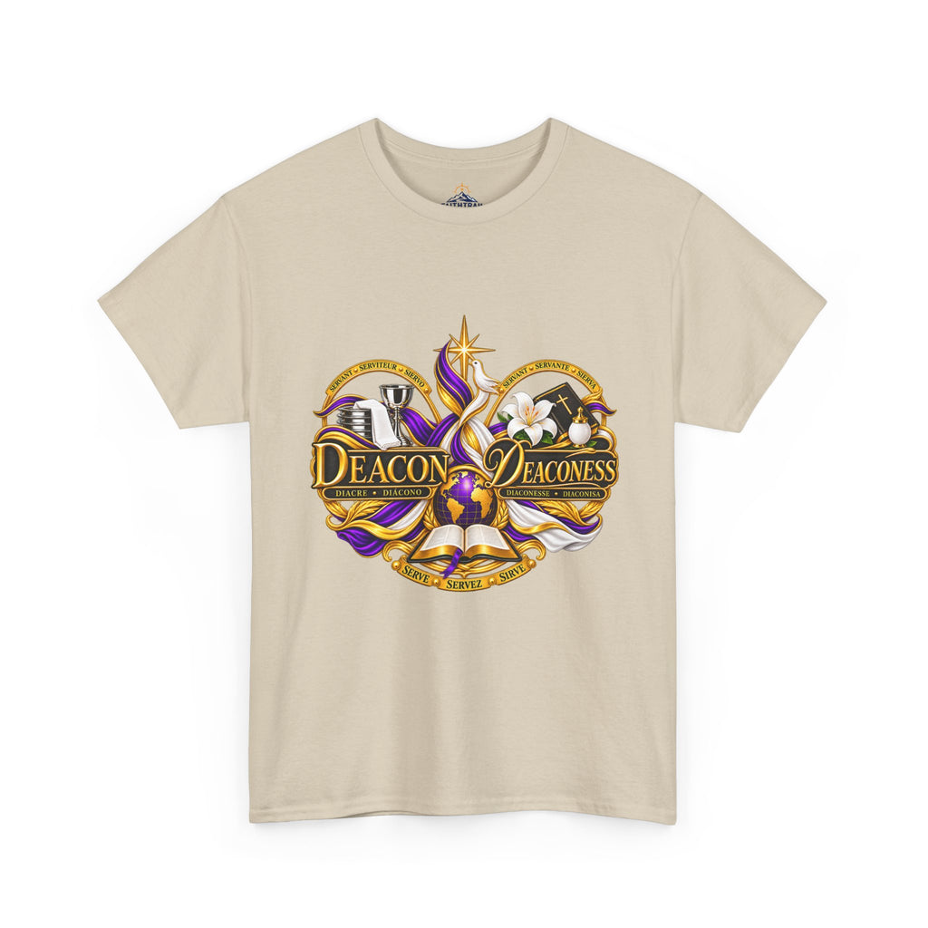 Deacon & Deaconess Heart Logo T-Shirt — Church Ministry Tee (Purple & Gold)
