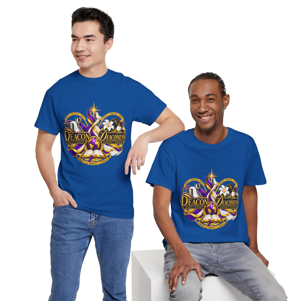 Deacon & Deaconess Heart Logo T-Shirt — Church Ministry Tee (Purple & Gold)