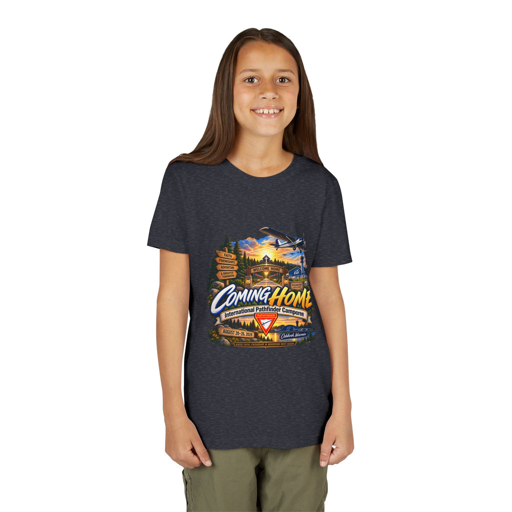 International Pathfinder Camporee - Stand Strong - Osh Kosh T-Shirt/Youth Tee — "Coming Home"