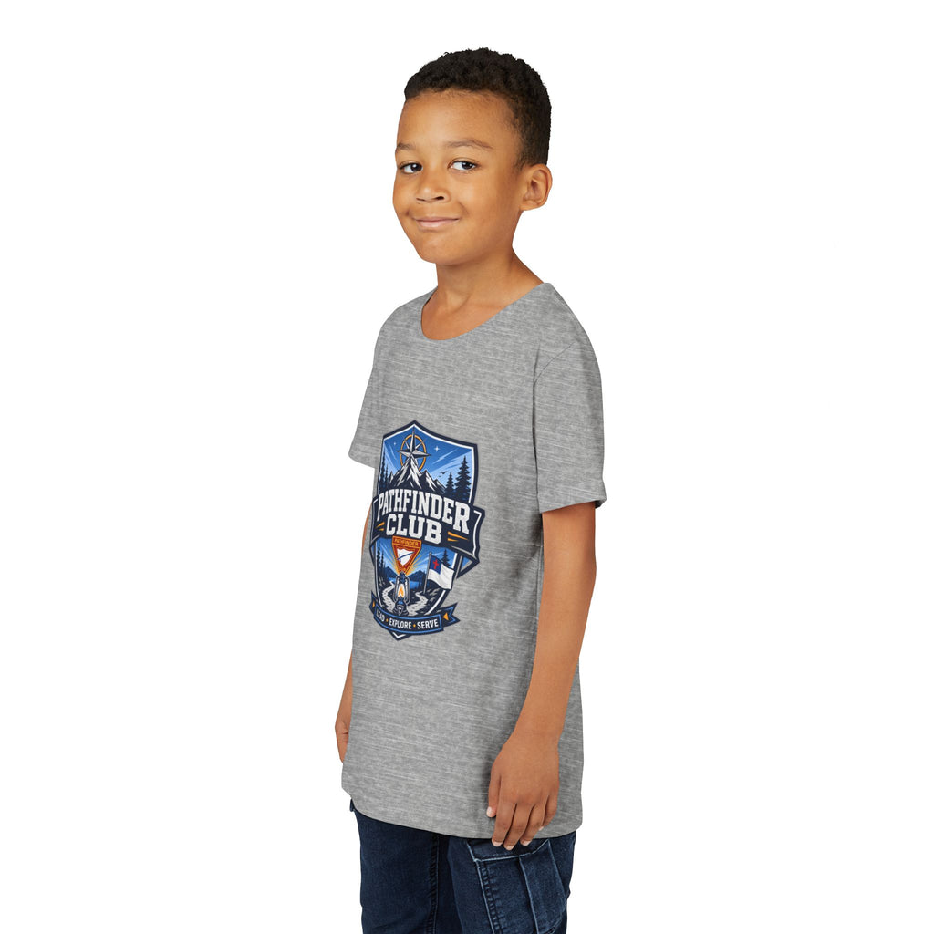 Conquistadores Camiseta para jóvenes | Camping Compass, Fogata, Pinos