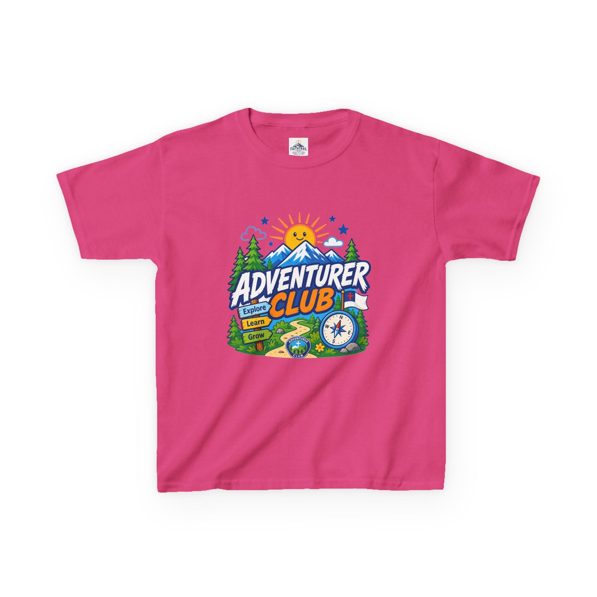 Adventurer Club Kids Tee | Camping Compass Sunrise Outdoors